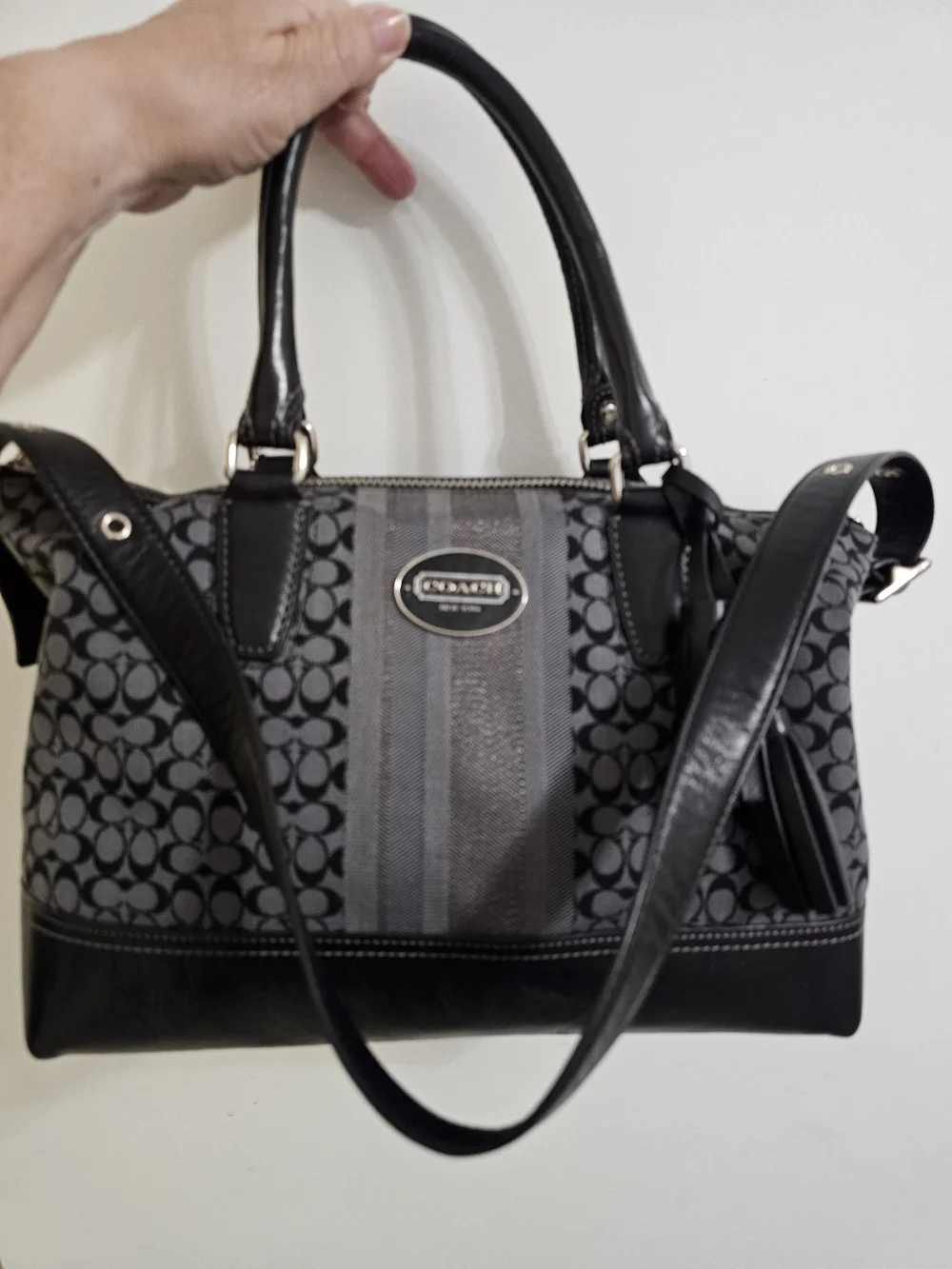 Coach Signature Legacy Stripe Molly Satchel with Tassel - Picture 2 of 14